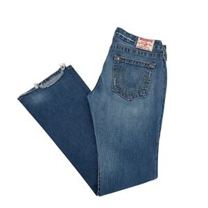 True Religion Bobby Low-Rise Bootcut Denim Jeans Blue Distressed Women's Size 31